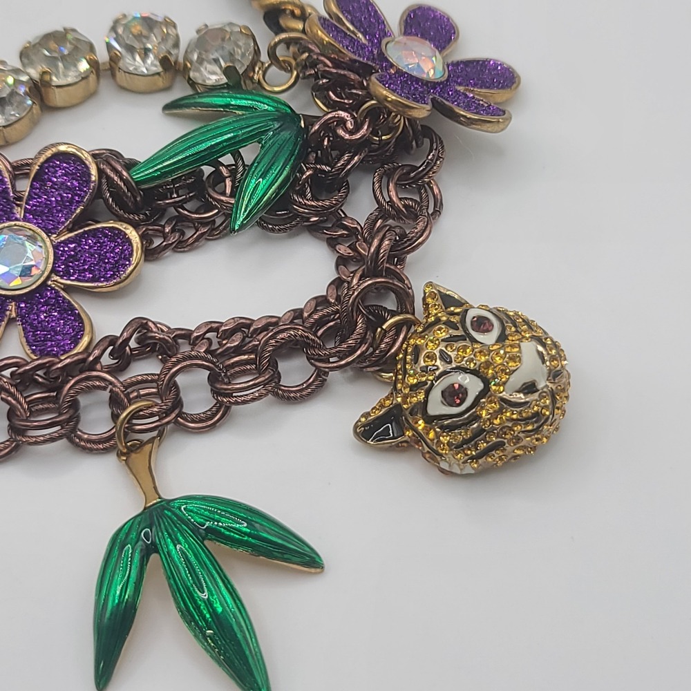 Betsey Johnson Necklace Jungle Monkey Panda Rhinestone 16" - Picture 4 of 16